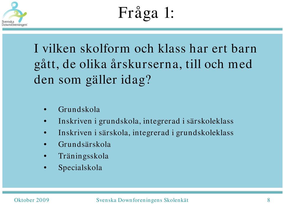 Grundskola Inskriven i grundskola, integrerad i särskoleklass Inskriven i