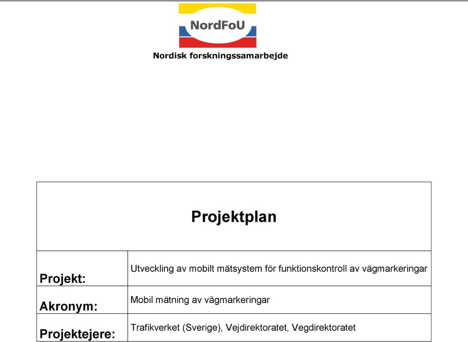 funktionskontroll av vägmarkeringar Mobil mätning