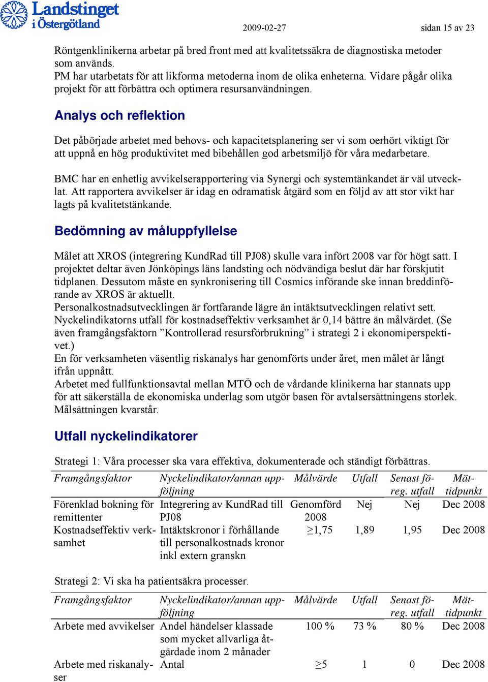 Analys och reflektion Det påbörjade arbetet med behovs- och kapacitetsplanering ser vi som oerhört viktigt för att uppnå en hög produktivitet med bibehållen god arbetsmiljö för våra medarbetare.