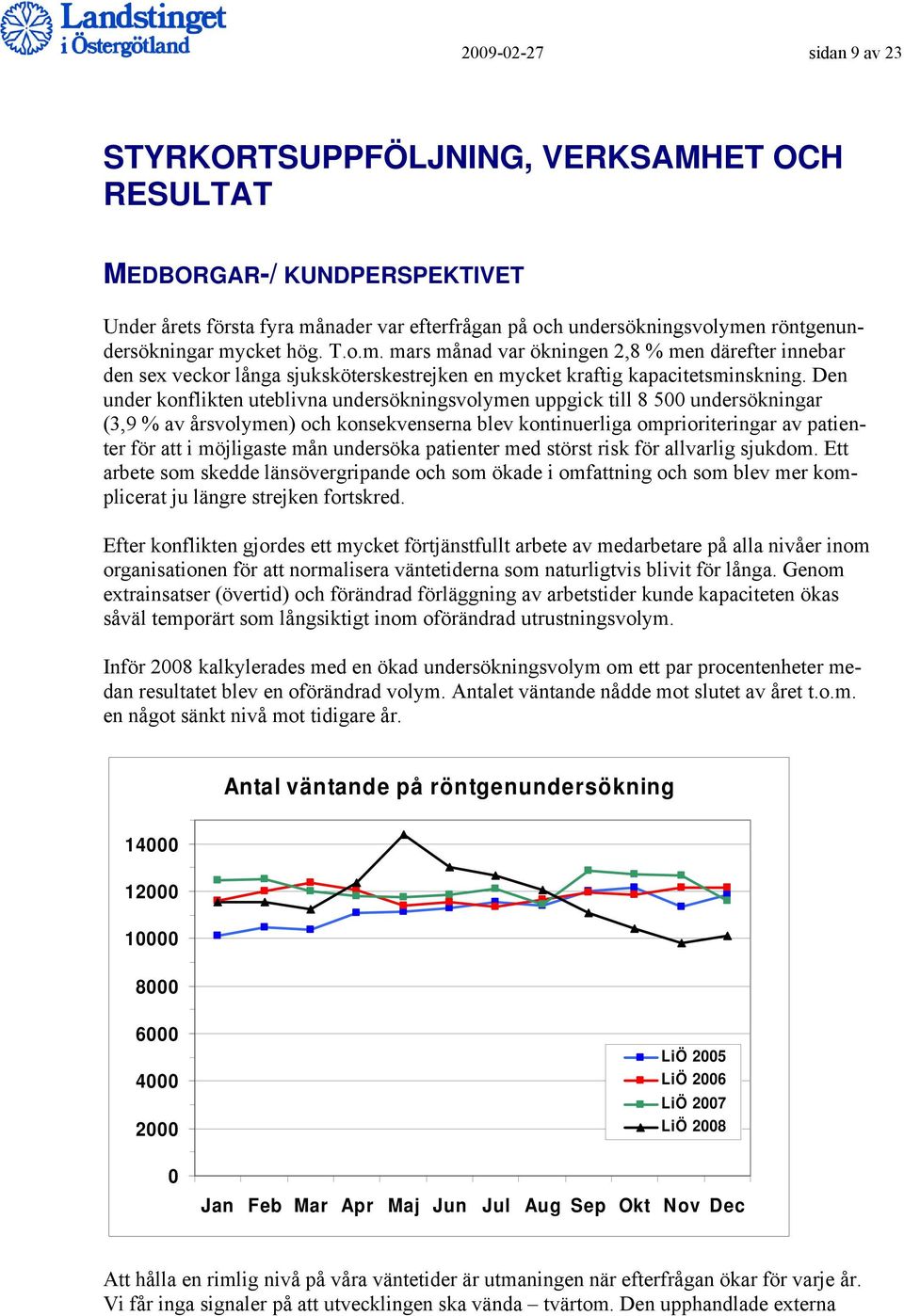 Den under konflikten uteblivna undersökningsvolymen uppgick till 8 500 undersökningar (3,9 % av årsvolymen) och konsekvenserna blev kontinuerliga omprioriteringar av patienter för att i möjligaste