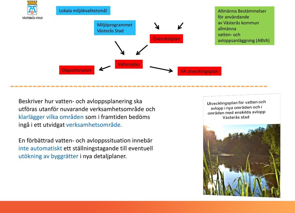 utanför nuvarande verksamhetsområde och klarlägger vilka områden som i framtiden bedöms ingå i ett utvidgat verksamhetsområde.