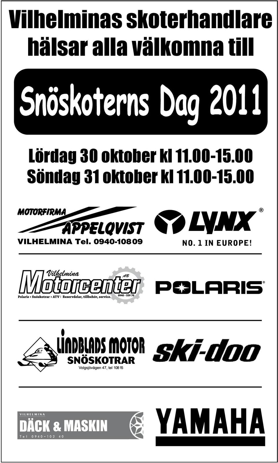 2011 Lördag 30 oktober kl 11.00-15.