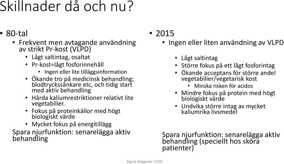 blodtryckssänkare etc, och tidig start med aktiv behandling Hårda kaliumrestriktioner relativt lite vegetabilier.