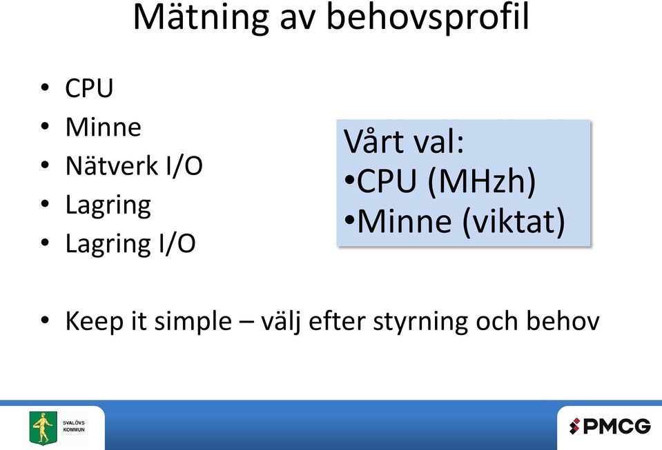 val: CPU (MHzh) Minne (viktat) Keep