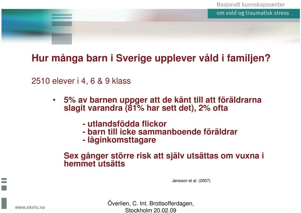 slagit varandra (81% har sett det), 2% ofta - utlandsfödda flickor - barn till icke