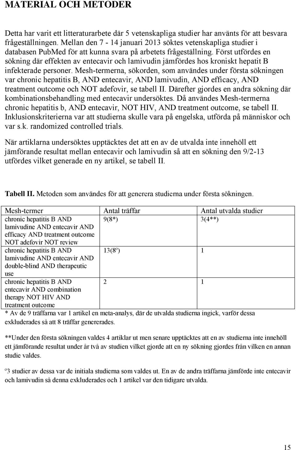 Först utfördes en sökning där effekten av entecavir och lamivudin jämfördes hos kroniskt hepatit B infekterade personer.