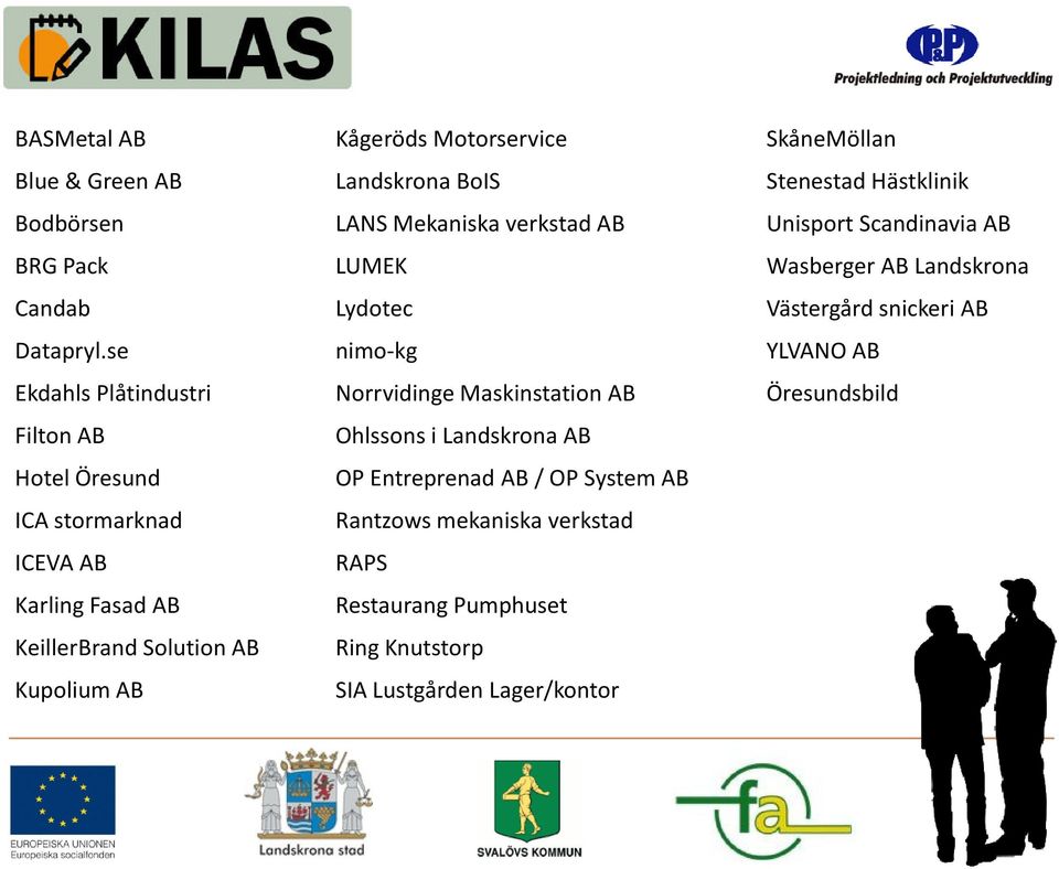 Motorservice Landskrona BoIS LANS Mekaniska verkstad AB LUMEK Lydotec nimo-kg Norrvidinge Maskinstation AB Ohlssons i Landskrona AB OP Entreprenad