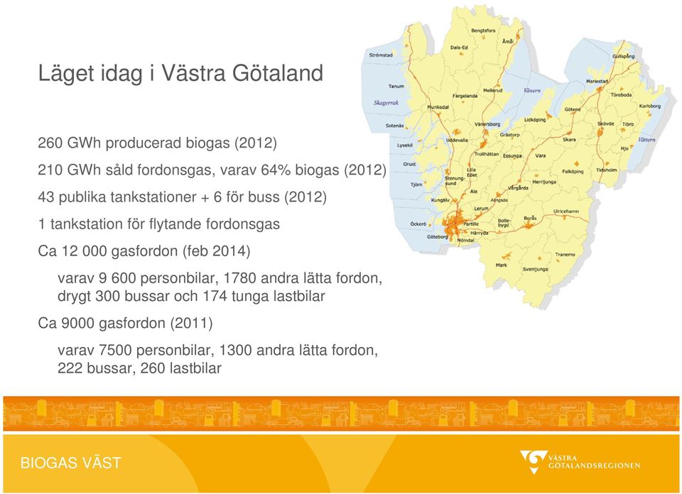 gasfordon (feb 2014) varav 9 600 personbilar, 1780 andra lätta fordon, drygt 300 bussar och 174 tunga