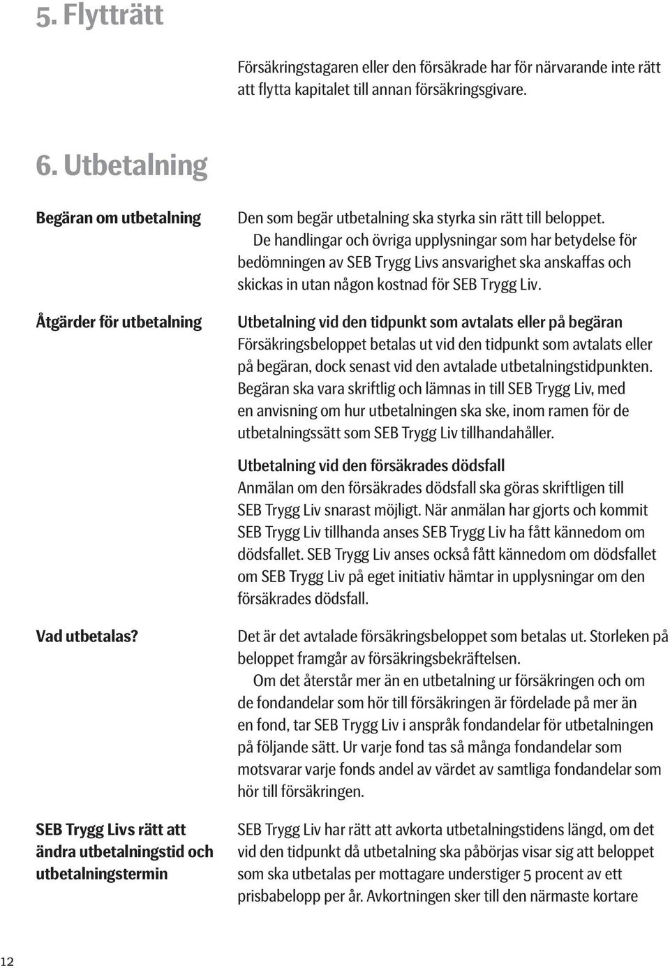 De handlingar och övriga upplysningar som har betydelse för bedömningen av SEB Trygg Livs ansvarighet ska anskaffas och skickas in utan någon kostnad för SEB Trygg Liv.