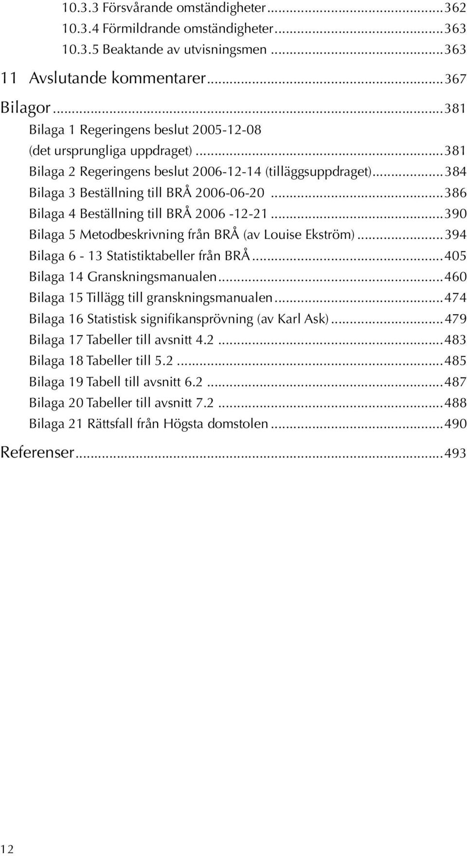 ..386 Bilaga 4 Beställning till BRÅ 2006-12-21...390 Bilaga 5 Metodbeskrivning från BRÅ (av Louise Ekström)...394 Bilaga 6-13 Statistiktabeller från BRÅ...405 Bilaga 14 Granskningsmanualen.