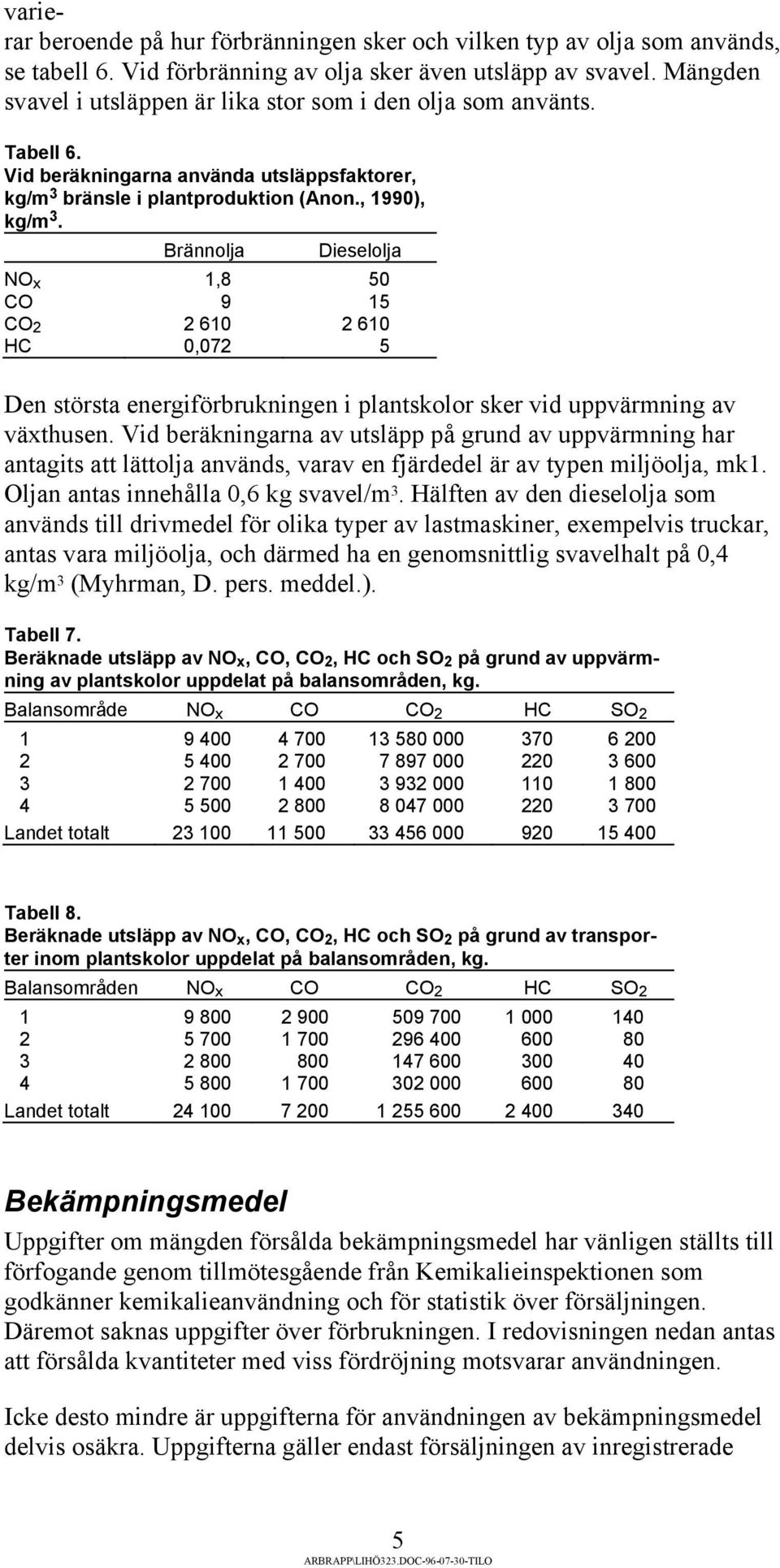 Brännolja Dieselolja NO x 1,8 50 CO 9 15 CO 2 2 610 2 610 HC 0,072 5 Den största energiförbrukningen i plantskolor sker vid uppvärmning av växthusen.