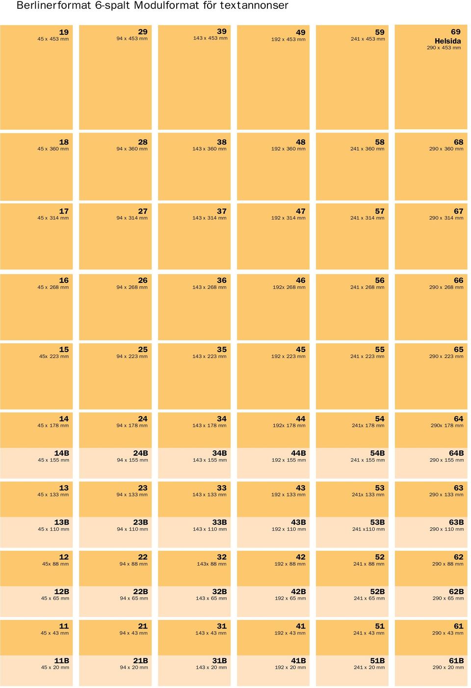 268 mm 56 241 x 268 mm 66 290 x 268 mm 15 45x 223 mm 25 94 x 223 mm 35 143 x 223 mm 45 192 x 223 mm 55 241 x 223 mm 65 290 x 223 mm 14 45 x 178 mm 24 94 x 178 mm 34 143 x 178 mm 44 192x 178 mm 54