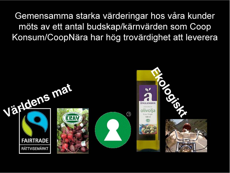 budskap/kärnvärden som Coop