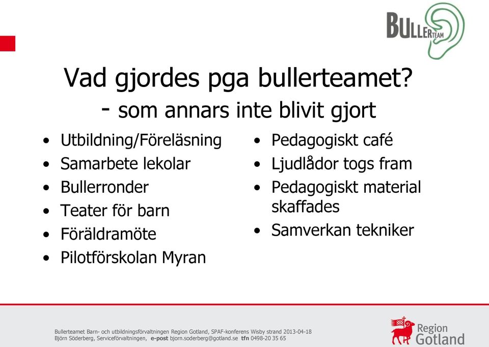 Samarbete lekolar Bullerronder Teater för barn Föräldramöte