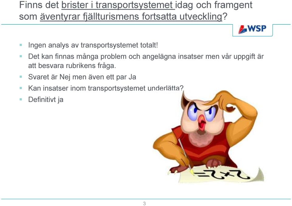 Det kan finnas många problem och angelägna insatser men vår uppgift är att besvara