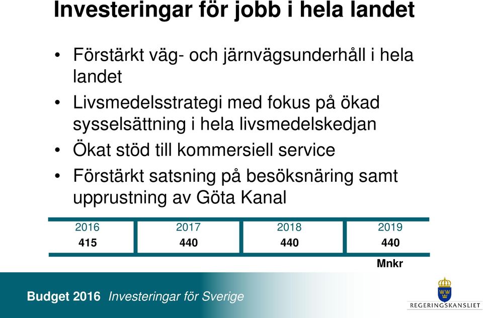 livsmedelskedjan Ökat stöd till kommersiell service Förstärkt satsning på