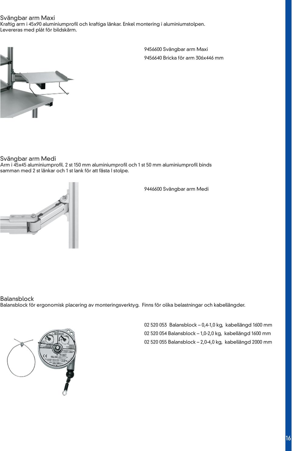 2 st 150 mm aluminiumprofil och 1 st 50 mm aluminiumprofil binds samman med 2 st länkar och 1 st lank för att fästa I stolpe.