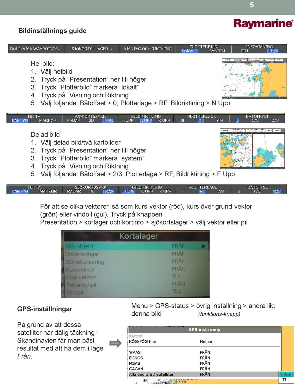Tryck på Visning och Riktning 5.