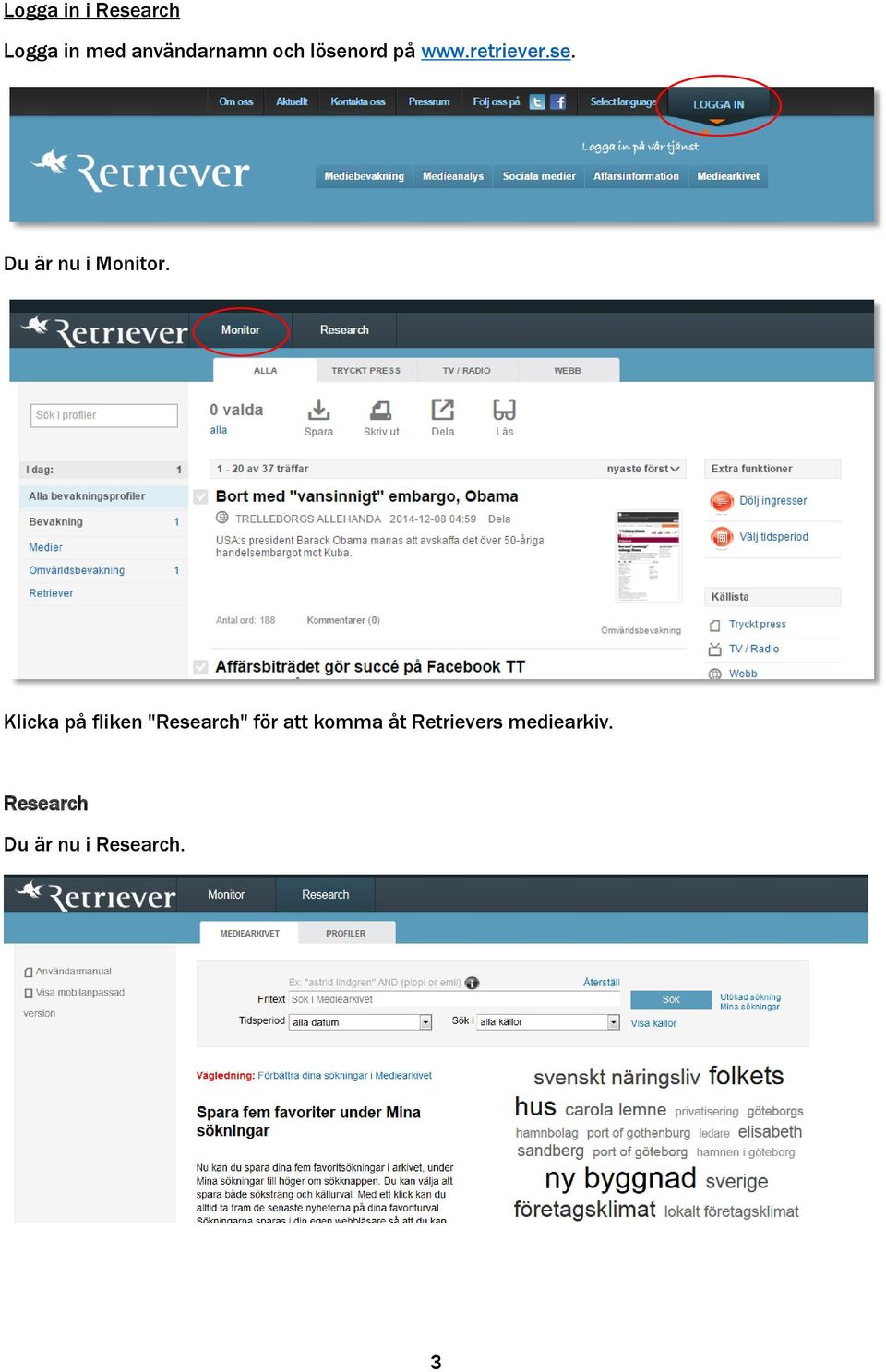 Klicka på fliken "Research" för att komma åt