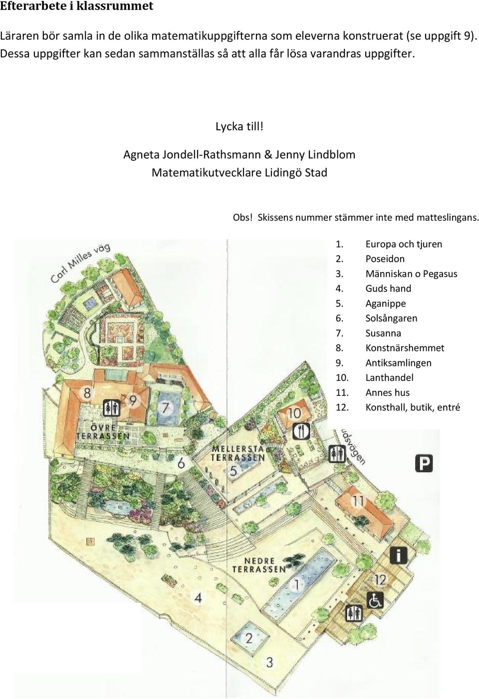 Agneta Jondell-Rathsmann & Jenny Lindblom Matematikutvecklare Lidingö Stad Obs! Skissens nummer stämmer inte med matteslingans. 1.