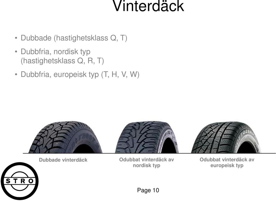 europeisk typ (T, H, V, W) Dubbade vinterdäck Odubbat