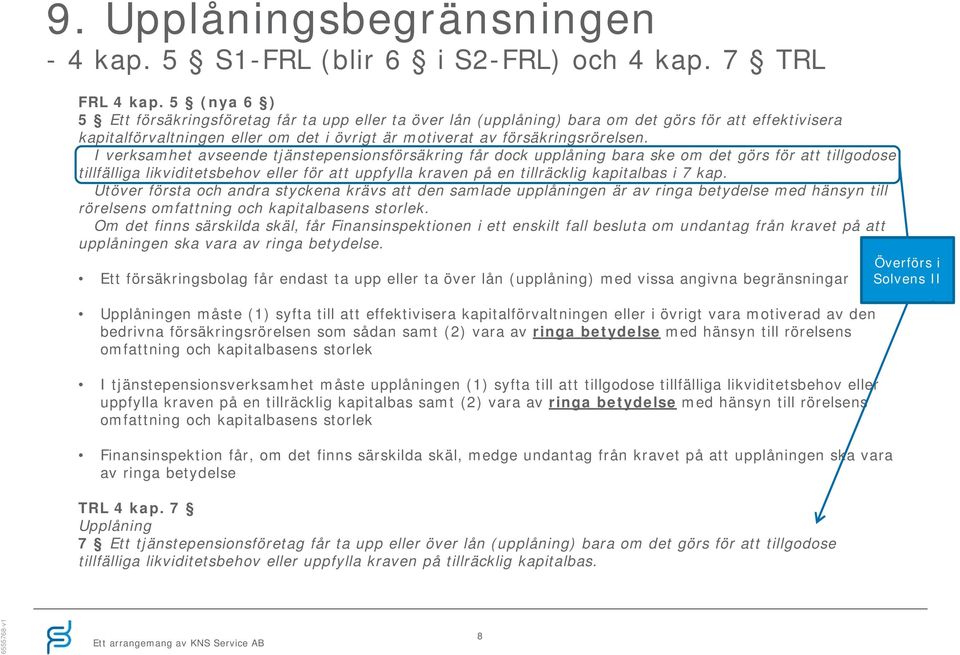 I verksamhet avseende tjänstepensionsförsäkring får dock upplåning bara ske om det görs för att tillgodose tillfälliga likviditetsbehov eller för att uppfylla kraven på en tillräcklig kapitalbas i 7