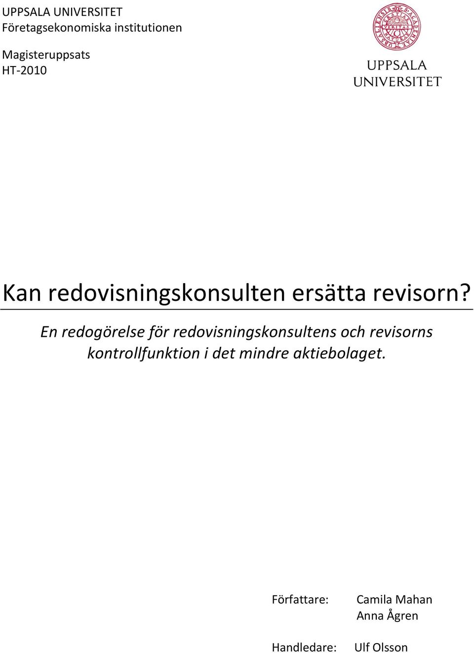 Enredogörelseförredovisningskonsultensochrevisorns