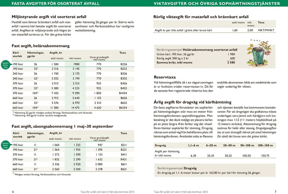 Större verksamheter och flerbostadshus har vanligtvis veckohämtning.