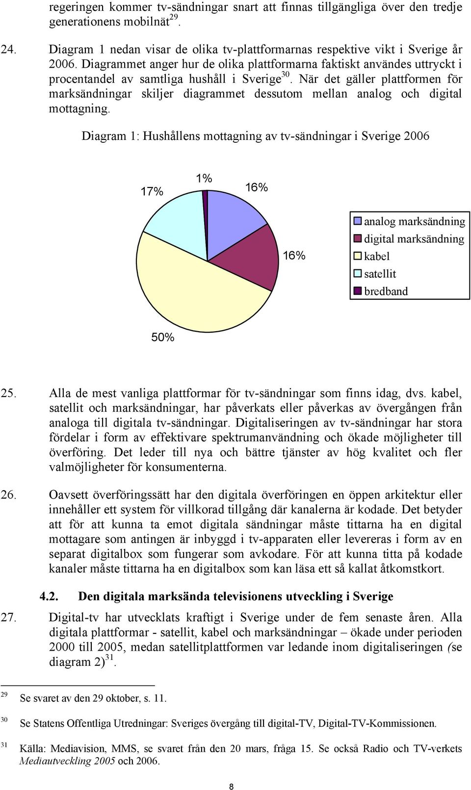 När det gäller plattformen för marksändningar skiljer diagrammet dessutom mellan analog och digital mottagning.