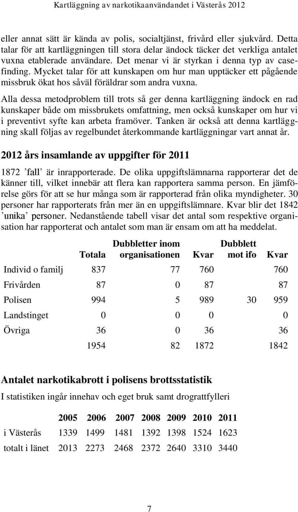 Alla dessa metodproblem till trots så ger denna kartläggning ändock en rad kunskaper både om missbrukets omfattning, men också kunskaper om hur vi i preventivt syfte kan arbeta framöver.