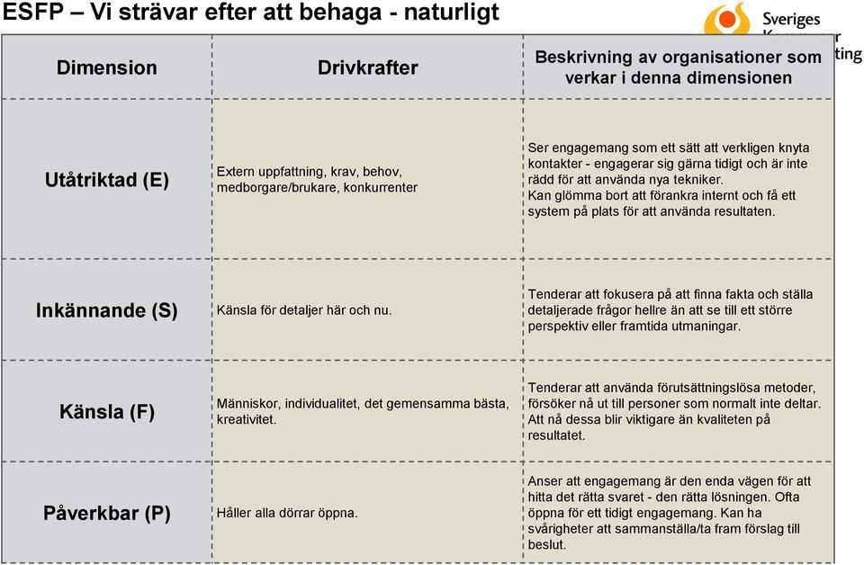 Tenderar att fokusera på att finna fakta och ställa detaljerade frågor hellre än att se till ett större perspektiv eller framtida utmaningar.