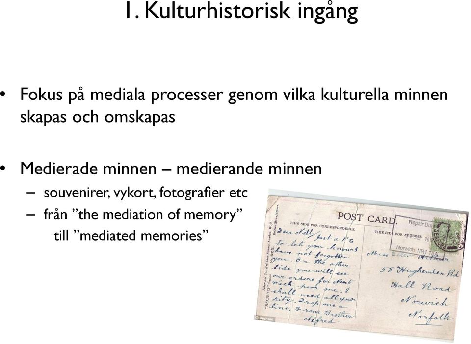 Medierade minnen medierande minnen souvenirer, vykort,