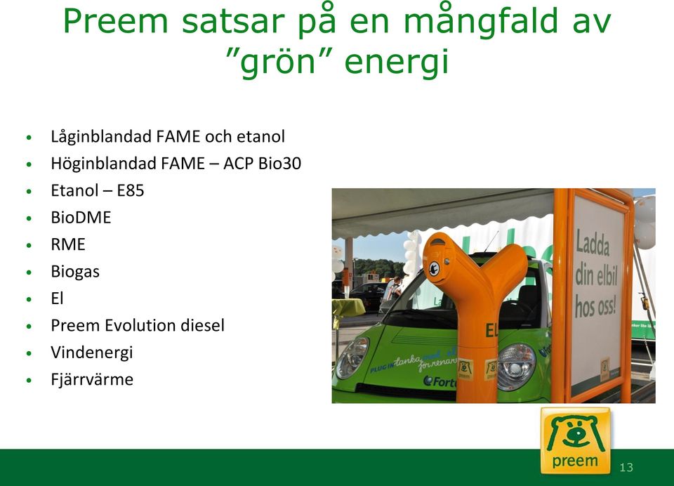 FAME ACP Bio30 Etanol E85 BioDME RME Biogas