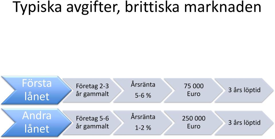 000 Euro 3 års löptid Andra lånet Företag 5-6