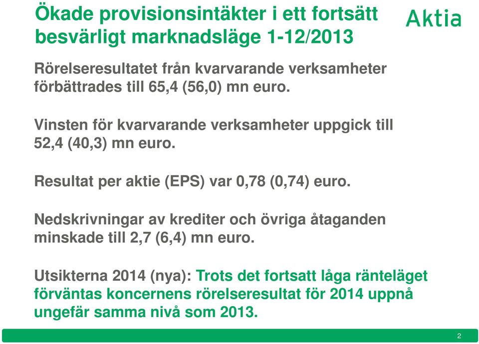 Resultat per aktie (EPS) var 0,78 (0,74) euro.