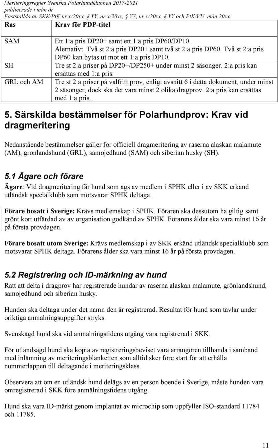 Tre st 2:a priser på valfritt prov, enligt avsnitt 6 i detta dokument, under minst 2 säsonger, dock ska det vara minst 2 olika dragprov. 2:a pris kan ersättas med 1:a pris. 5.
