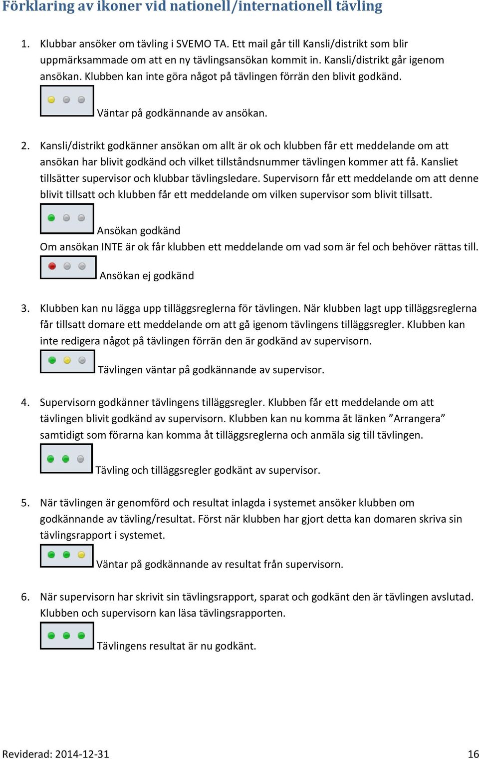 Kansli/distrikt godkänner ansökan om allt är ok och klubben får ett meddelande om att ansökan har blivit godkänd och vilket tillståndsnummer tävlingen kommer att få.