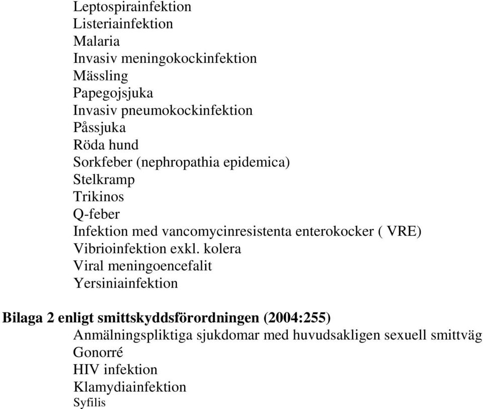 vancomycinresistenta enterokocker ( VRE) Vibrioinfektion exkl.