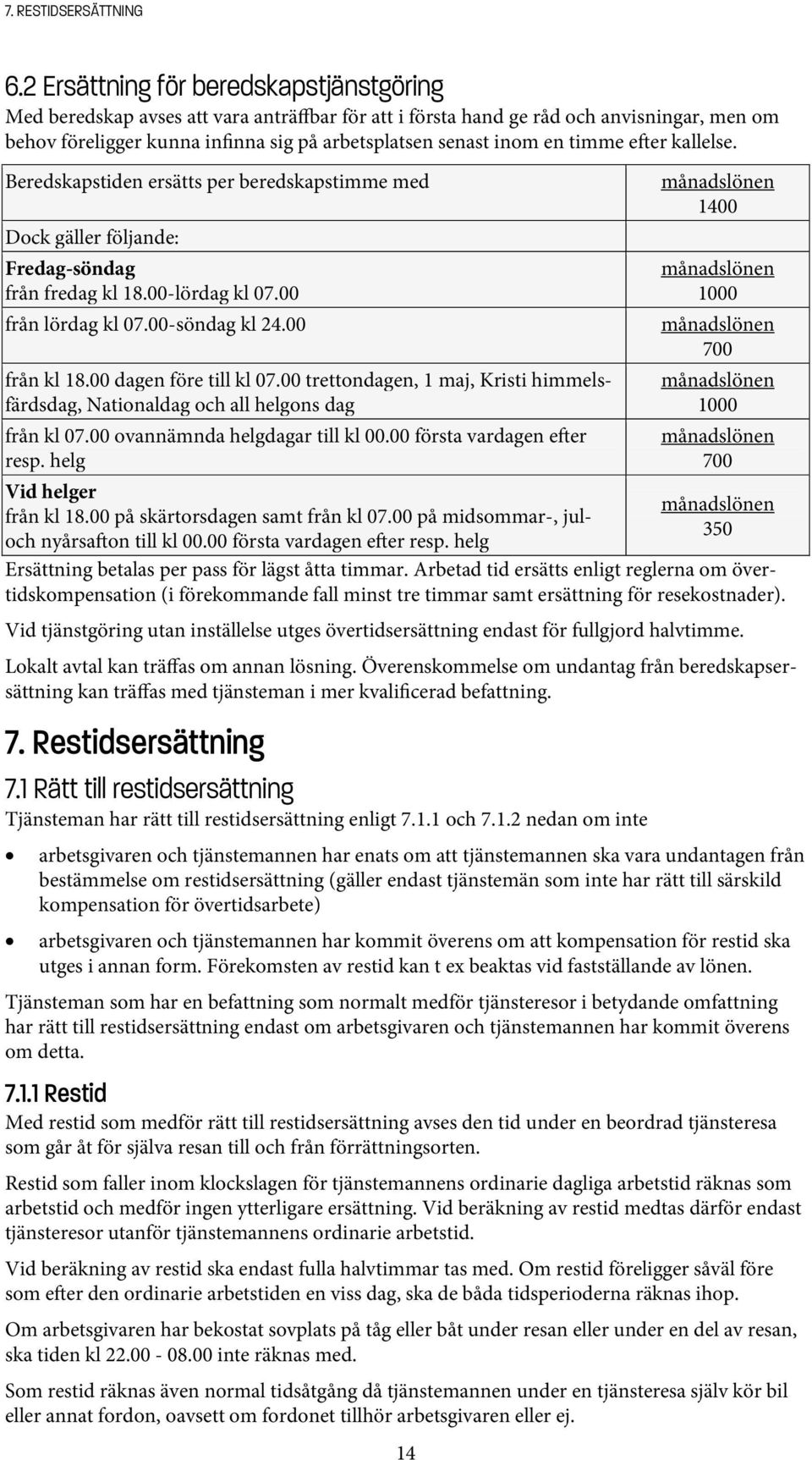 timme e er kallelse. Beredskapstiden ersätts per beredskapstimme med Dock gäller följande: Fredag-söndag från fredag kl 18.00-lördag kl 07.00 från lördag kl 07.00-söndag kl 24.00 från kl 18.