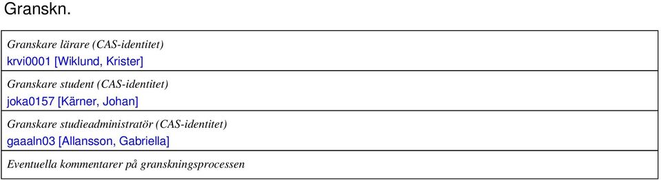 Granskare student (CAS-identitet) joka157 [Kärner, Johan]