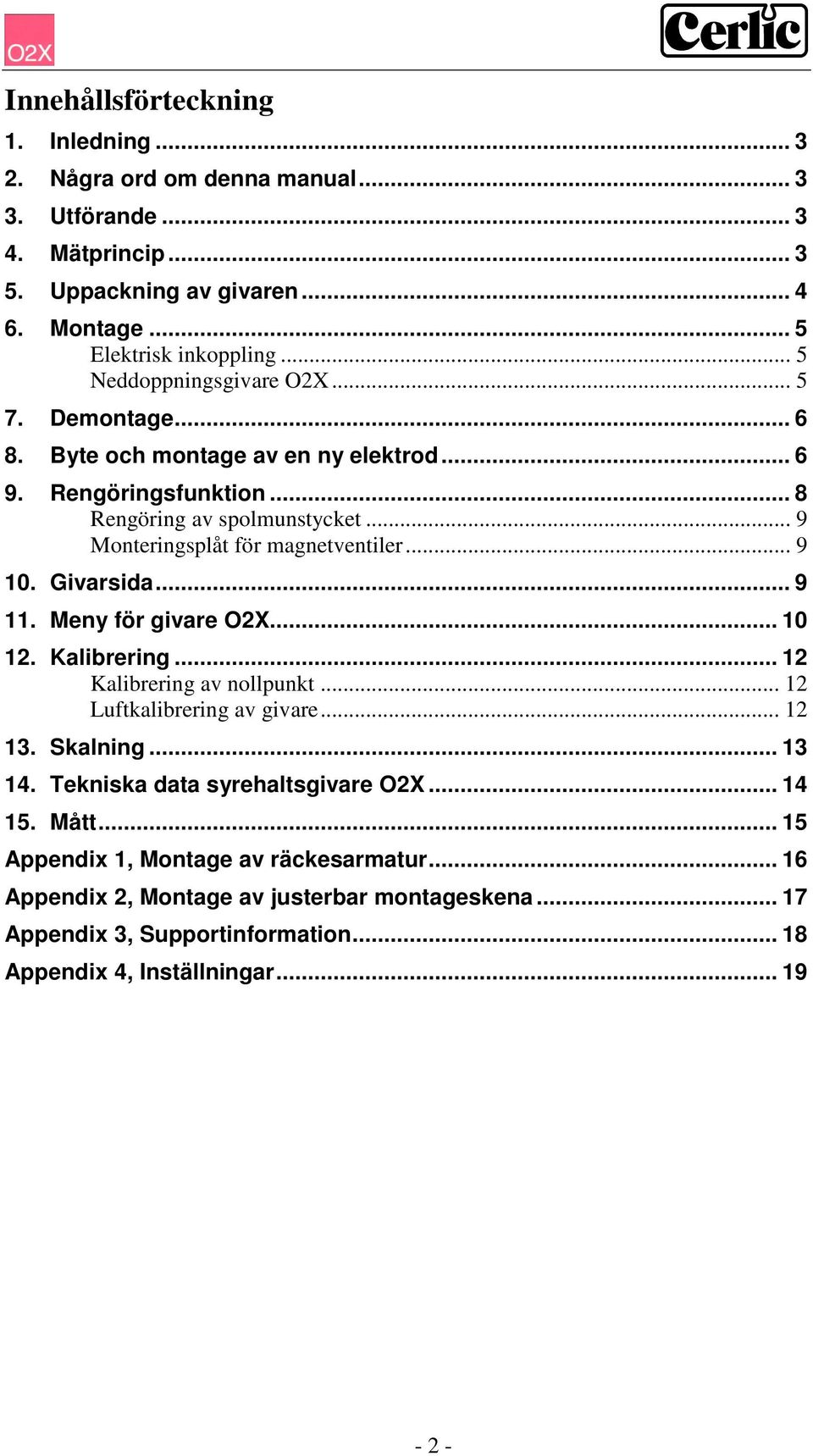 .. 9 10. Givarsida... 9 11. Meny för givare O2X... 10 12. Kalibrering... 12 Kalibrering av nollpunkt... 12 Luftkalibrering av givare... 12 13. Skalning... 13 14.