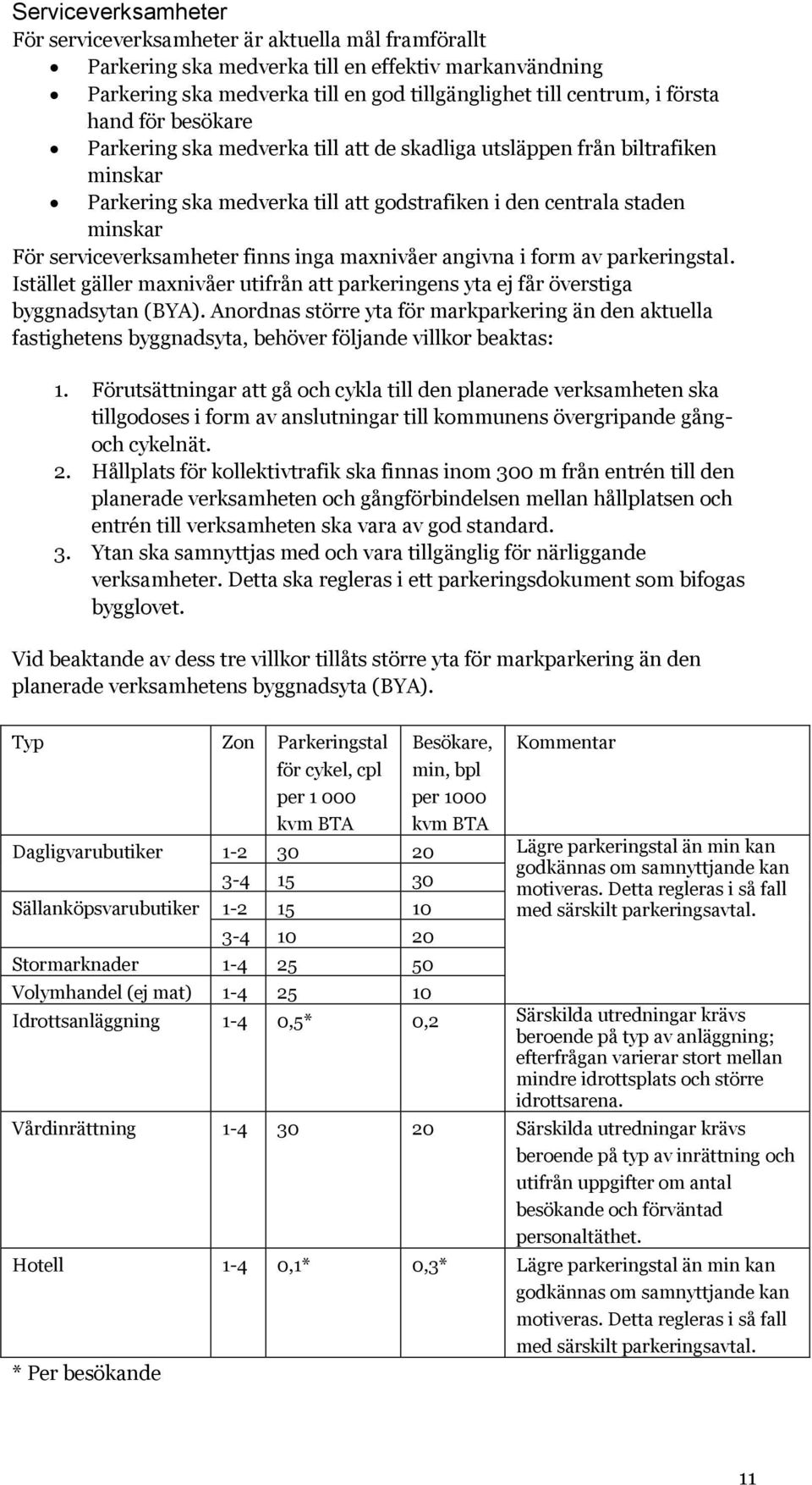 finns inga maxnivåer angivna i form av parkeringstal. Istället gäller maxnivåer utifrån att parkeringens yta ej får överstiga byggnadsytan (BYA).