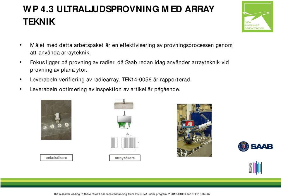 Fokus ligger på provning av radier, då Saab redan idag använder arrayteknik vid provning av