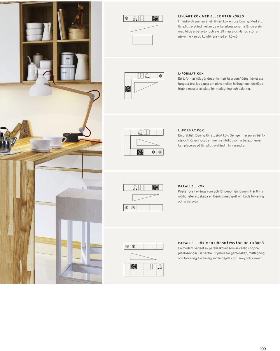 Med gott om plats mellan häll/ugn och disklåda frigörs massor av plats för matlagning och bakning. U-FORMAT KÖK En praktisk lösning för ett stort kök.