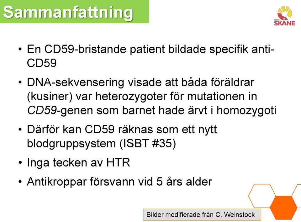 barnet hade ärvt i homozygoti Därför kan CD59 räknas som ett nytt blodgruppsystem (ISBT