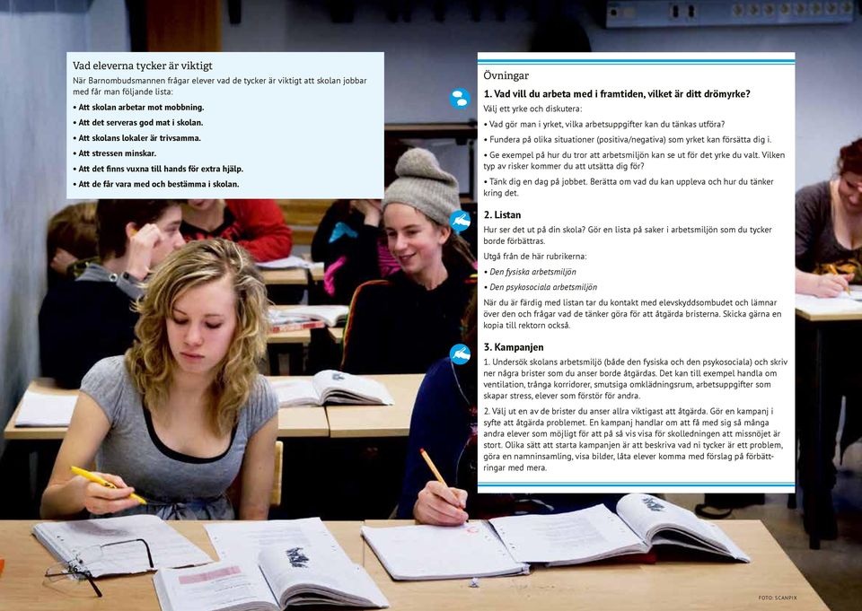 Vad vill du arbeta med i framtiden, vilket är ditt drömyrke? Välj ett yrke och diskutera: Vad gör man i yrket, vilka arbetsuppgifter kan du tänkas utföra?