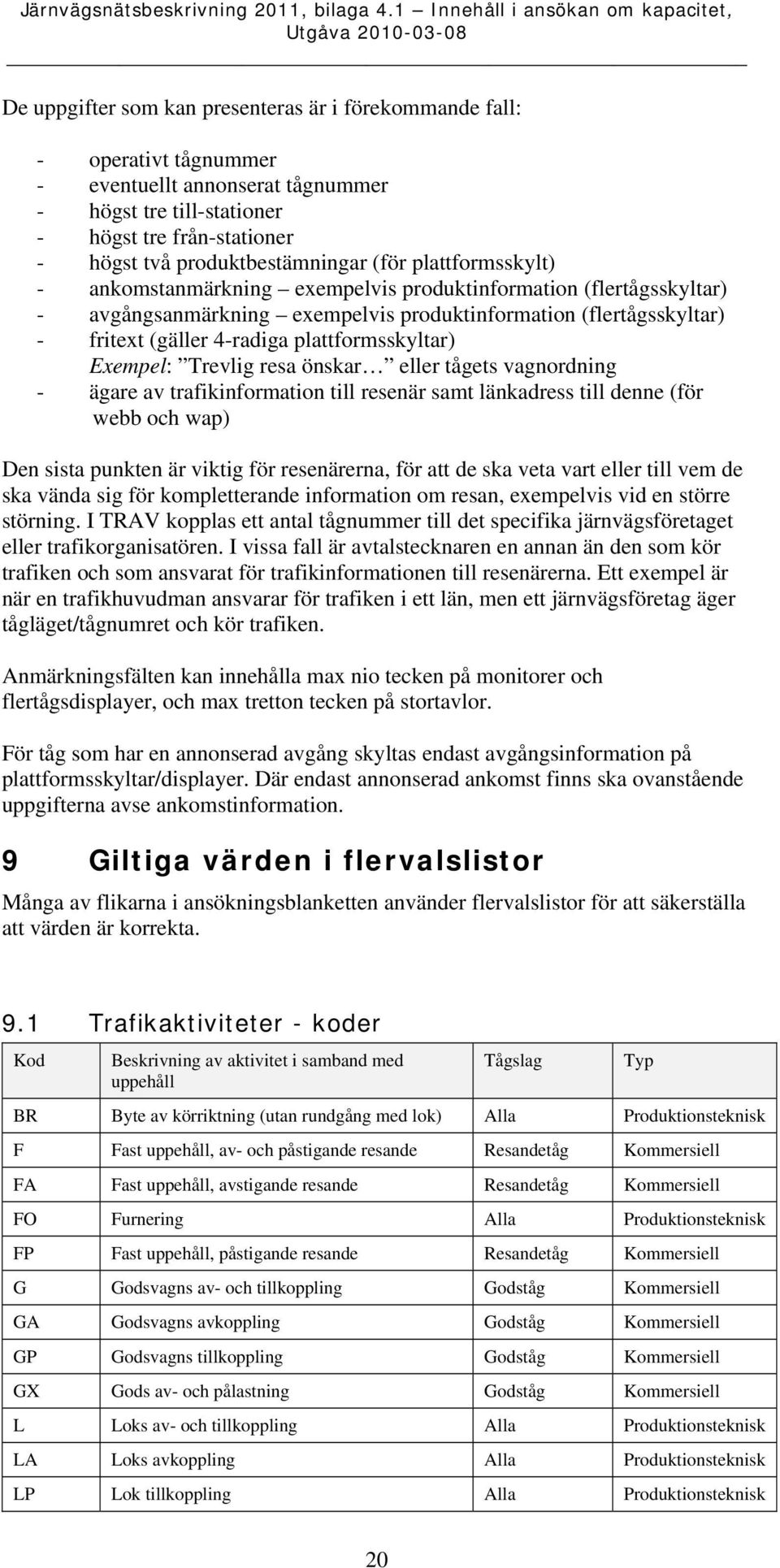 plattformsskyltar) Exempel: Trevlig resa önskar eller tågets vagnordning - ägare av trafikinformation till resenär samt länkadress till denne (för webb och wap) Den sista punkten är viktig för