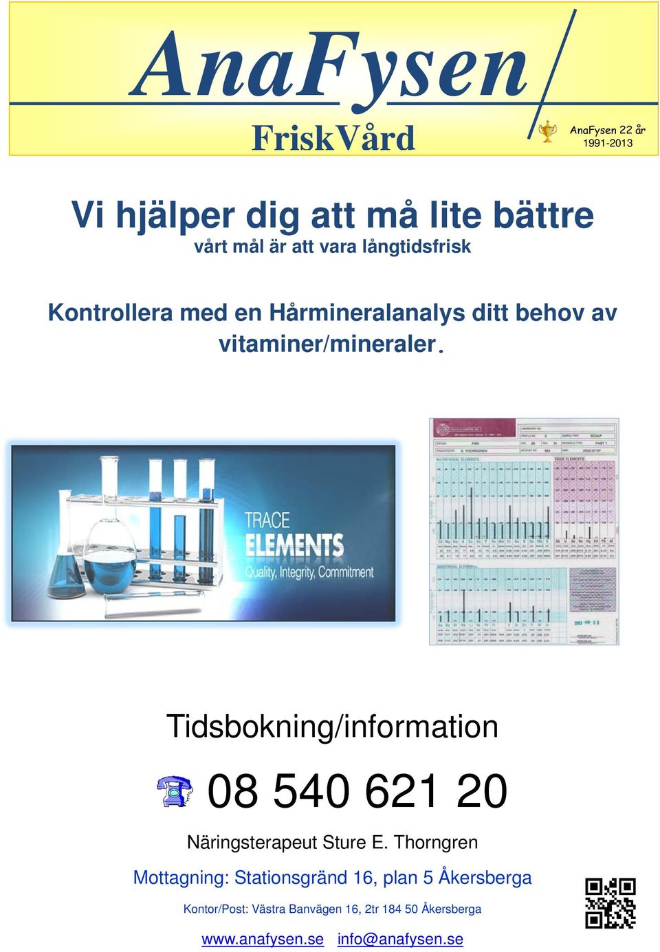 Tidsbokning/information 08 540 621 20 Näringsterapeut Sture E.