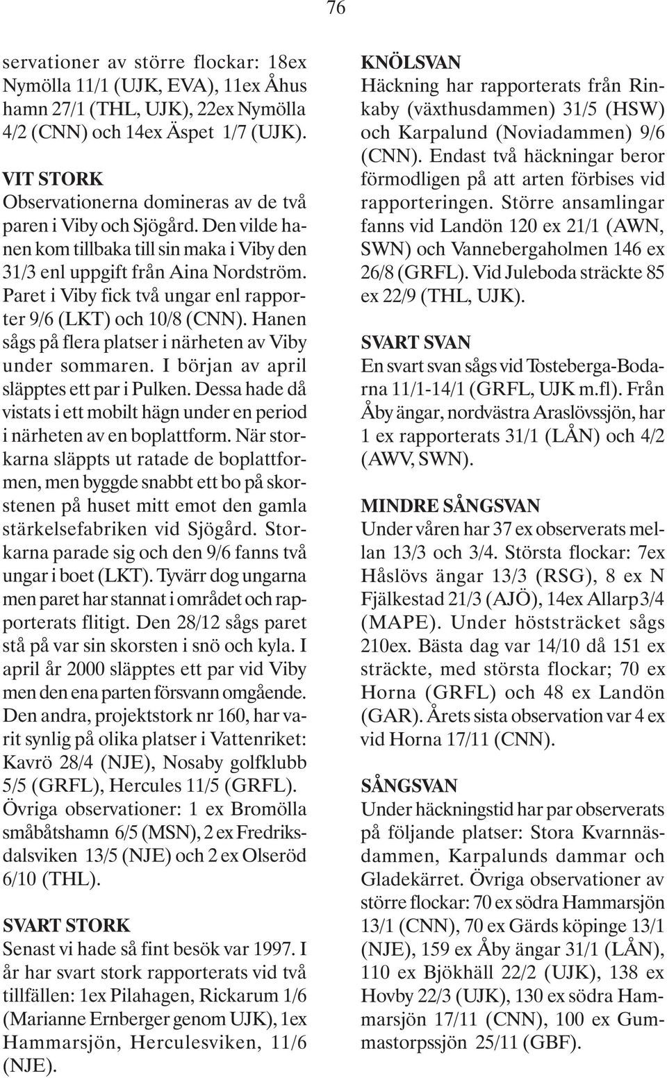 Paret i Viby fick två ungar enl rapporter 9/6 (LKT) och 10/8 (CNN). Hanen sågs på flera platser i närheten av Viby under sommaren. I början av april släpptes ett par i Pulken.