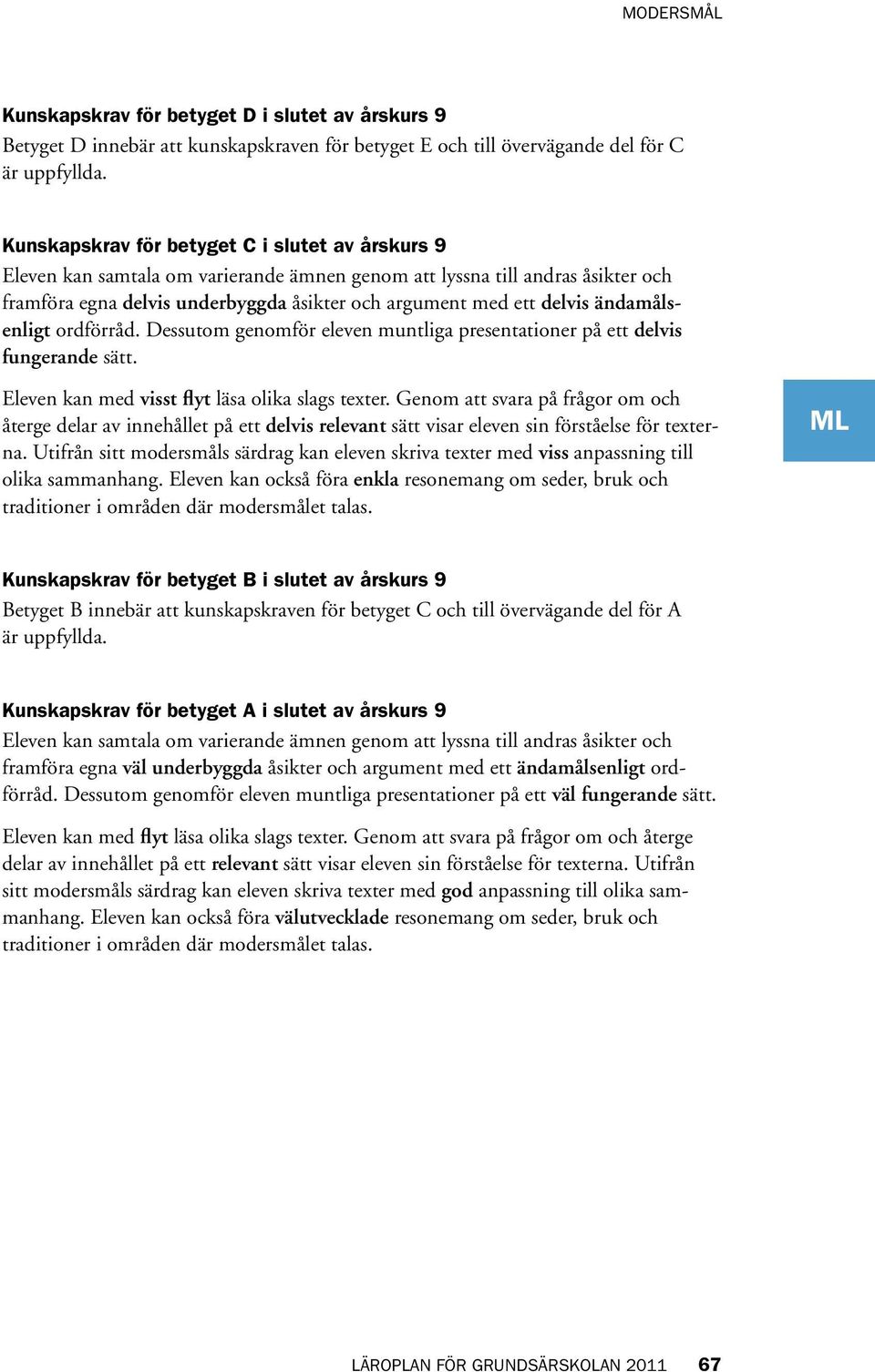 Eleven kan med visst flyt läsa olika slags texter. Genom att svara på frågor om och återge delar av innehållet på ett delvis relevant sätt visar eleven sin förståelse för texterna.